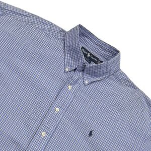 Ralph Lauren Button Down Mens XL Blue Blake Plaid Short Sleeve Cotton Shirt